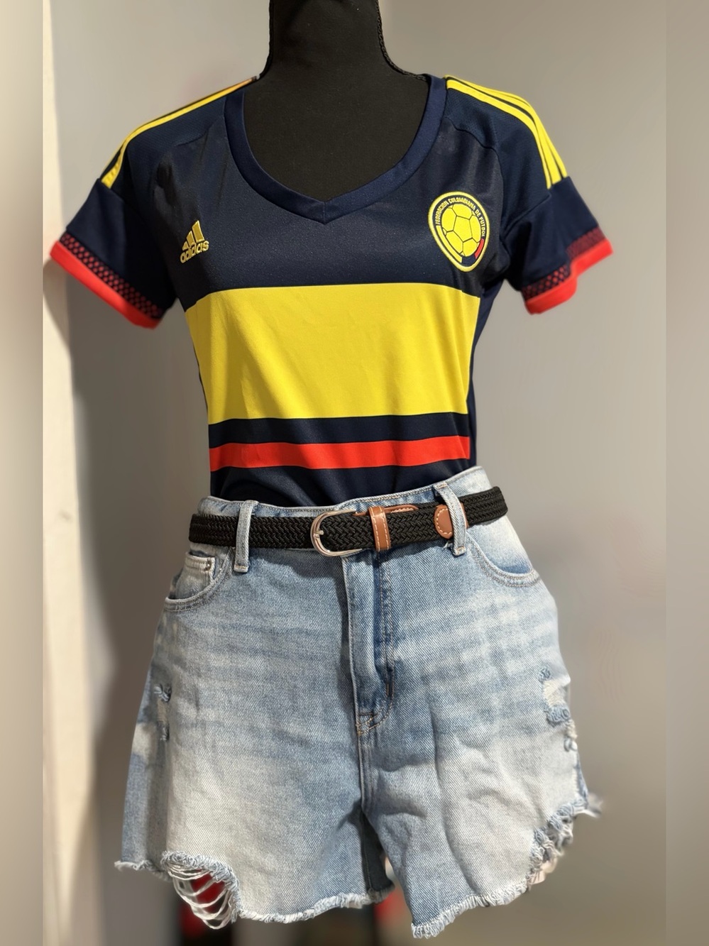 Adidas Colombia Jersey Women’s Blue National Team Soccer V Neck Size S - Picture 5 of 6